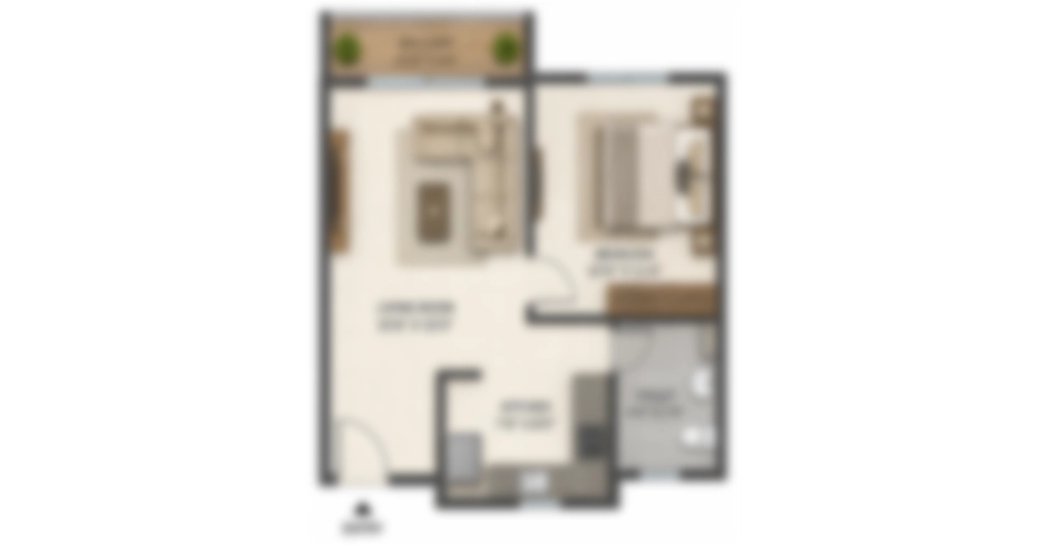 Jai Malhar Kalyan West 1 BHK Floor Plan