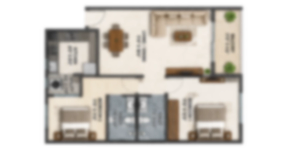 Jai Malhar Kalyan West 2 BHK Floor Plan
